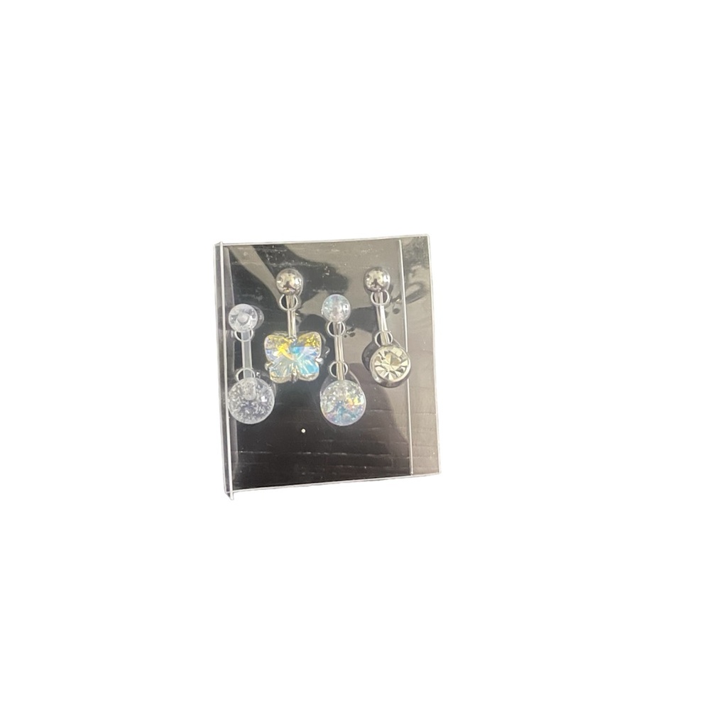 Claire’s Butterfly And Jelly Ball Belly Rings 4 Pack